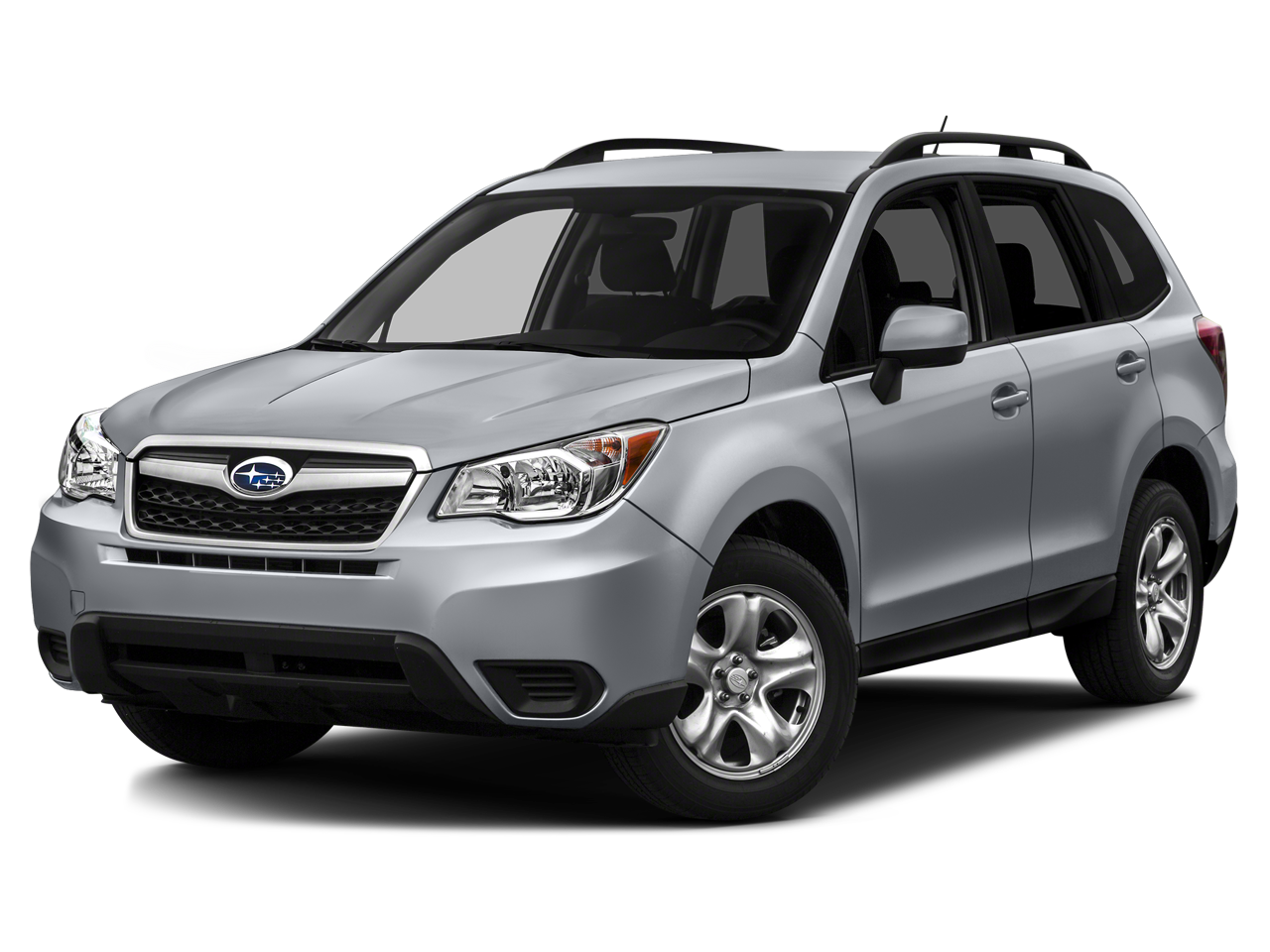 2015 Subaru Forester 2.5i in Ice Silver Metallic — front three-quarter view