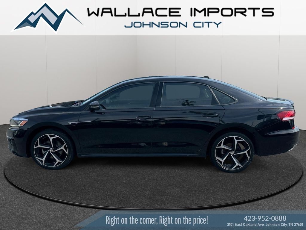 2020 Volkswagen Passat 2.0T R-Line in Deep Black Pearl Metallic — front three-quarter view