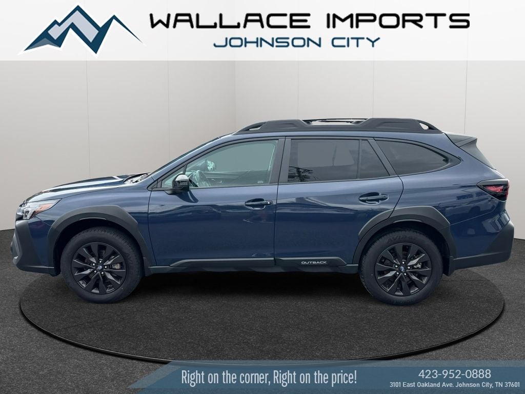 2025 Subaru Outback Onyx Edition in Cosmic Blue Pearl — front three-quarter view