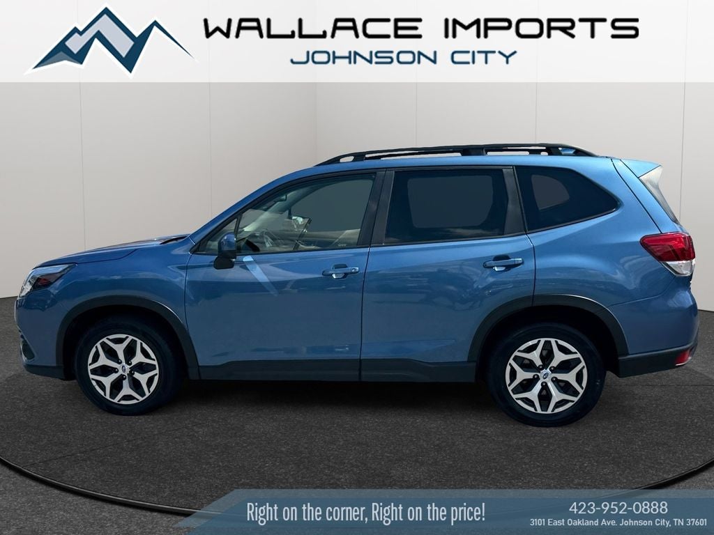 2023 Subaru Forester Premium in Horizon Blue Pearl — front three-quarter view